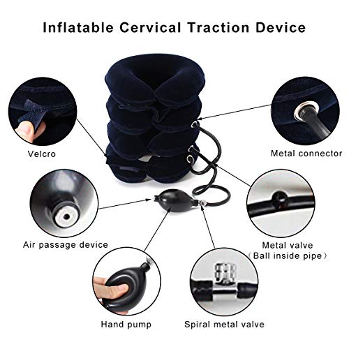 ESSORT Cojín de Tracción Cervical Inflable Ajustable 4 Capas Dispositivo De Tracción 25×35cm