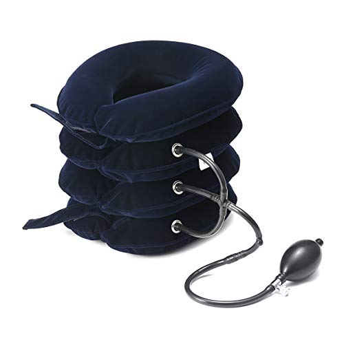 ESSORT Cojín de Tracción Cervical Inflable Ajustable 4 Capas Dispositivo De Tracción 25×35cm