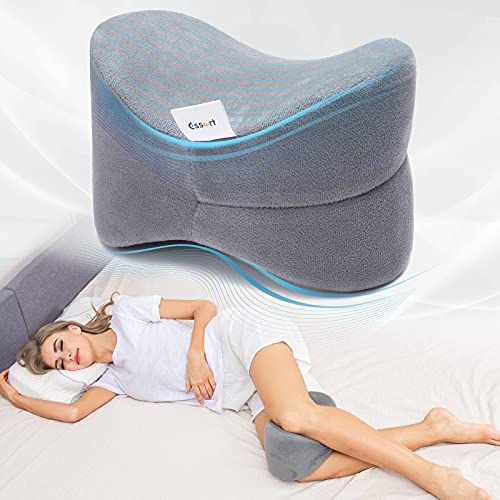 ESSORT Cojín para Rodilla, Almohada Piernas Dormir, Cojín para Las Piernas de Espuma, 25×18×17cm Almohadas para Piernas Adecuado para Piernas y Rodillas，Gris