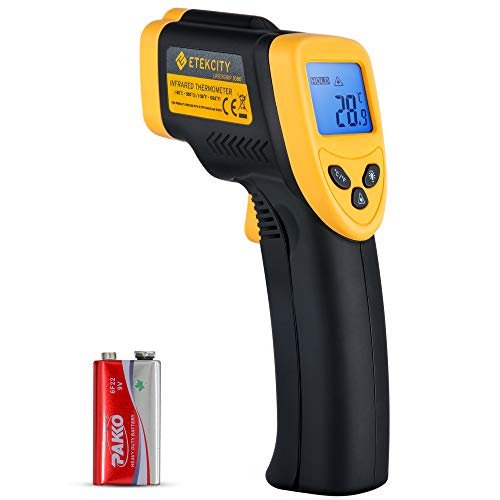 Etekcity Lasergrip 1080 Termómetro Infrarrojo Láser, -50 ℃ a 550℃, Medidor IR Digital sin Contacto, Pistola de Temperatura, LCD Iluminación, Amarrillo/Negro