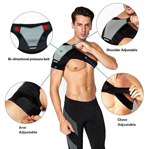 EULANT Hombreras Deportivas, Apoyo de Hombro Ajustable para Derecha e Izquierda, Protección Hombro para Dislocado Prevención y Protector, Izquierda