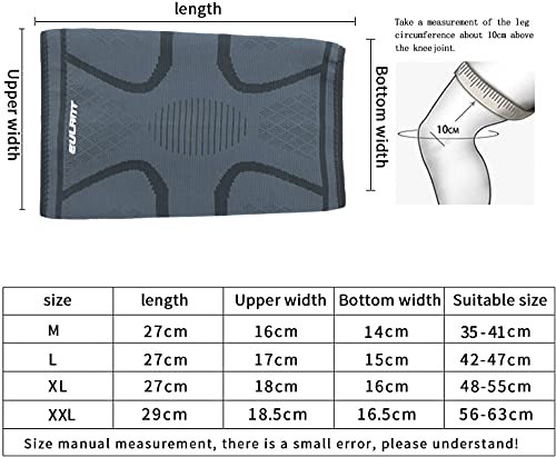 EULANT Rodilleras Elastica Hombre Sujeción de Rodilla Mujer (1 Par) Coderas & Rodilleras Deportivas Compresión para Entrenamiento Correr Bicicleta Baloncesto Voleibol Fútbol,M