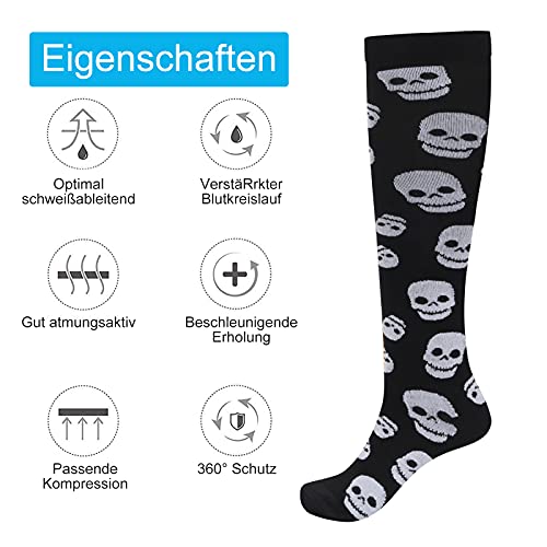 Evolyline 3 pares de calcetines de compresión para hombre y mujer, coloridos calcetines de trombosis con 20 – 30 mmHg calcetines de compresión para deporte, correr, médico, viajes, Colore-5, S-M