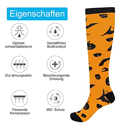 Evolyline 3 pares de calcetines de compresión para hombre y mujer, coloridos calcetines de trombosis con 20 – 30 mmHg calcetines de compresión para deporte, correr, médico, viajes, Multicolor., L-XL