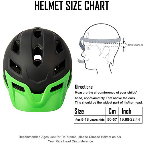 Exclusky Casco da Bicicleta para Niños Infantil Ciclismo Casco Ciclismo de Seguridad Ajustable 50-57cm (Edades 5-13) (Negro)