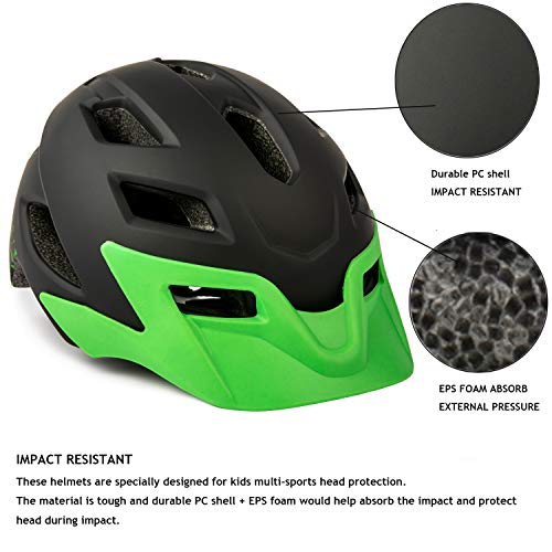 Exclusky Casco da Bicicleta para Niños Infantil Ciclismo Casco Ciclismo de Seguridad Ajustable 50-57cm (Edades 5-13) (Negro)