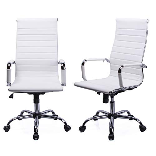 Exofcer Silla de Escritorio Ergonomica Silla de Oficina Giratoria con Respaldo Alto Silla de Computadora de Oficina (Blanco)