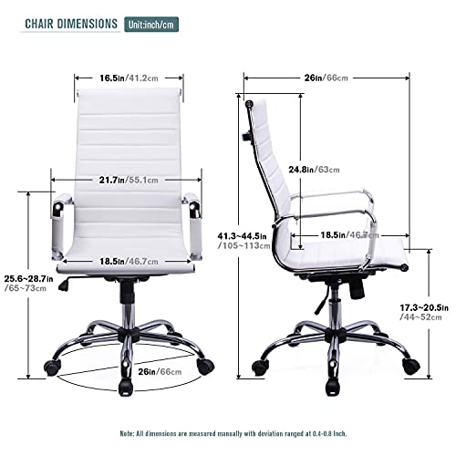 Exofcer Silla de Escritorio Ergonomica Silla de Oficina Giratoria con Respaldo Alto Silla de Computadora de Oficina (Blanco)