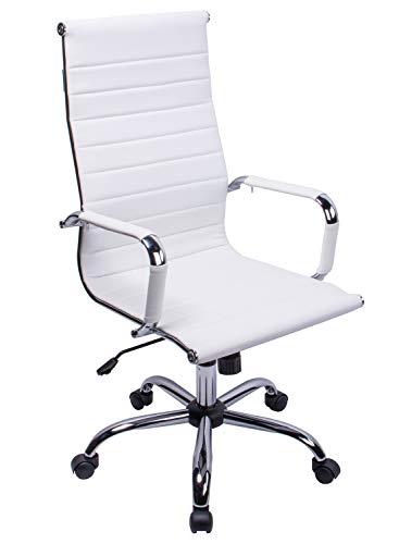 Exofcer Silla de Escritorio Ergonomica Silla de Oficina Giratoria con Respaldo Alto Silla de Computadora de Oficina (Blanco)