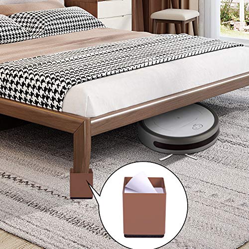 Ezprotekt Elevadores de Cama, Elevadores de Muebles para Sofá, Mesa, Altura de Elevación de 2", Almohadilla Inferior Protege los Suelos, Juego de 4,Marrón Cuadrado