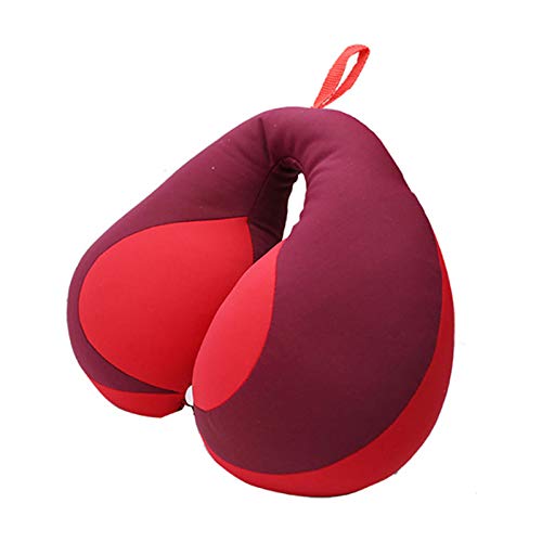 FAMKIT Almohada en forma de U para el cuello de la ayuda del reposacabezas del coche del viaje del cuello de la cabeza del, rosso, M