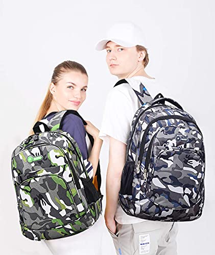 FANDARE Camo Mochila Mochilas Tipo Casual Bolsas Escolares Niña Niño Bolsa de Viaje Bolsos de Mujer Hombre Adolescente Al Aire Libre Partido Viaje Daypack Impermeable Poliéster Azul