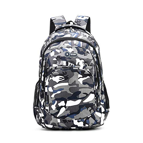 FANDARE Camo Mochila Mochilas Tipo Casual Bolsas Escolares Niña Niño Bolsa de Viaje Bolsos de Mujer Hombre Adolescente Al Aire Libre Partido Viaje Daypack Impermeable Poliéster Azul