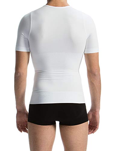 Farmacell Man 419B (Blanco, S) Camiseta Media Manga Hombre Modeladora de Contención Hilado Breeze refrescante y Ligero