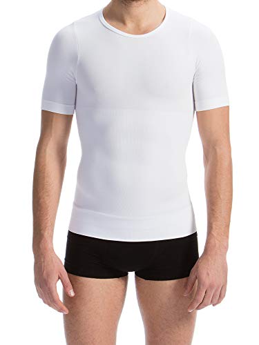 Farmacell Man 419B (Blanco, S) Camiseta Media Manga Hombre Modeladora de Contención Hilado Breeze refrescante y Ligero