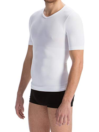 Farmacell Man 419B (Blanco, XXL) Camiseta Media Manga Hombre Modeladora de Contención Hilado Breeze refrescante y Ligero