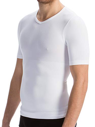 Farmacell Man 419B (Blanco, XXL) Camiseta Media Manga Hombre Modeladora de Contención Hilado Breeze refrescante y Ligero