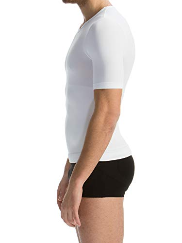 Farmacell Man 419B (Blanco, XXL) Camiseta Media Manga Hombre Modeladora de Contención Hilado Breeze refrescante y Ligero