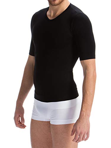 Farmacell Man 419H (Negro, M) Camiseta Media Manga Hombre Modeladora de Contención con Hilado Heat térmico y Protector