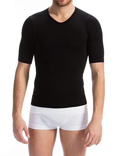 Farmacell Man 419H (Negro, M) Camiseta Media Manga Hombre Modeladora de Contención con Hilado Heat térmico y Protector