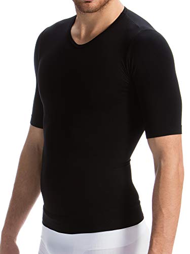 Farmacell Man 419H (Negro, M) Camiseta Media Manga Hombre Modeladora de Contención con Hilado Heat térmico y Protector