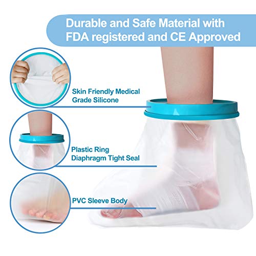 Fasola Protector de Escayola Tobillo Impermeable, Funda Escayola Adultos Para Dedo Del Pie Lesionado, Pie, Funda Pierna Escayola Mantener Seco al Ducharse o Bañarse