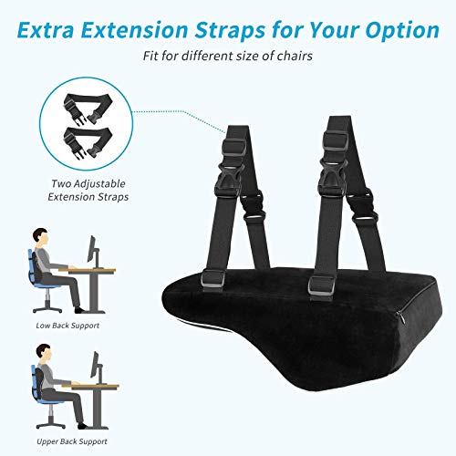 Feagar Cojin Lumbar Coche con Esponja Memoria, Respaldo Lumbar Soporte de Espalda por Office Negro (Esponja&Gel)