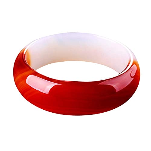 FEEE-ZC Rojo SND Brazalete de ágata Blanca Ampliar Espesar Agua Hierba Línea Patrón Pulsera de Jade