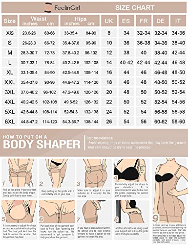 FeelinGirl Faja de Cintura Alta Patalón Modelador para Mujer Shapewear Lumbar Adelgazante Thigh Slimmer Beige Cintura 78-84cm(L/Talla 40-42)