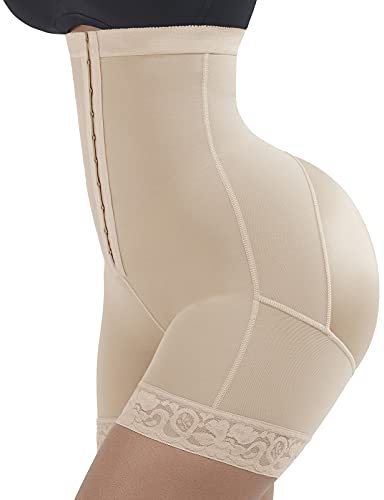 FeelinGirl Faja de Cintura Alta Patalón Modelador para Mujer Shapewear Lumbar Adelgazante Thigh Slimmer Beige Cintura 78-84cm(L/Talla 40-42)