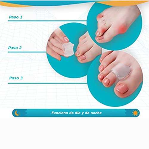 FEETHEALTH 2 corrector de juanete, 4 separadores de dedos del pie de gel. Kit de 6 piezas alivia dolores para corregir y separar los dedos del pie con dos piezas adicionales.