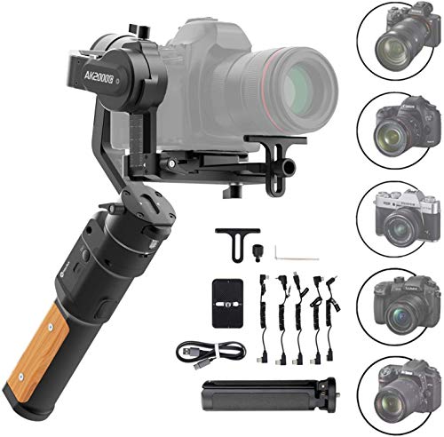 FeiyuTech AK2000C Gimbal Estabilizador De Mano De 3 Ejes para CáMaras RéFlex Digitales Sin Espejo como Sony A9/A7, Canon EOS R, M50,80D, Nikon Z7, Carga úTil De 2,2 Kg, Carga RáPida