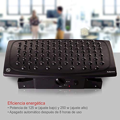 Fellowes - Climate Professional Series - Reposapiés Ergonómico con Sistema de Calor/Aire Regulable para que tus Pies estén Siempre a una Temperatura Óptima - Soporte para Apoyo de Pies Ajustable en Altura para Oficina y Hogar - Color Negro