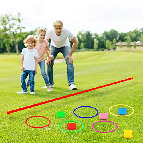 FEPITO Juego Combinado de Juegos al Aire Libre de Pascua 6 en 1 Carnival Cornhole Bean Bags Ring Toss Game Supplies 36 Pcs Set