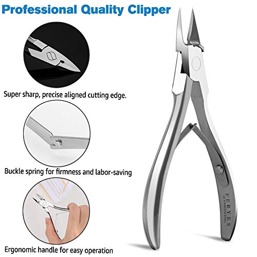 FERYES Clippers per unghie dei piedi incarniti con lama diritta - Strumento podologico forgiato a mano - Pinze per unghie in acciaio per tagliare le unghie dei piedi spesse in modo professionale