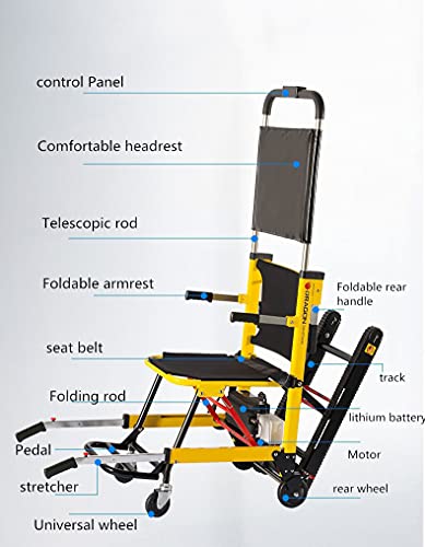 Fhdisfnsk Elevador de escaleras eléctrico para sillas de Ruedas para Ancianos discapacitados, Silla de evacuación de Lujo de 4 Ruedas, Silla de Escalera Plegable La Silla de Ruedas Permite