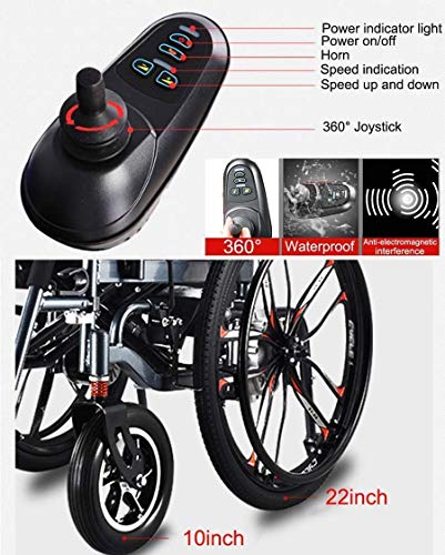 FHISD - Silla de Ruedas eléctrica Plegable de Lujo para Ancianos discapacitados, motorizada, Ligera, Plegable, Silla eléctrica, Scooter de Transporte Plegable, Ancho