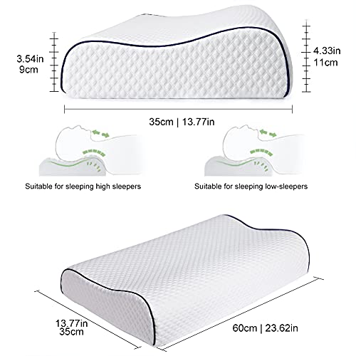 Findigit Almohada Espuma de Memoria, Almohada Viscoelastica, Almohada de Altura Seleccionable, Almohada Cervical, Almohada Ortopédica para Cama, Funda Extraíble y Lavable (Armada)