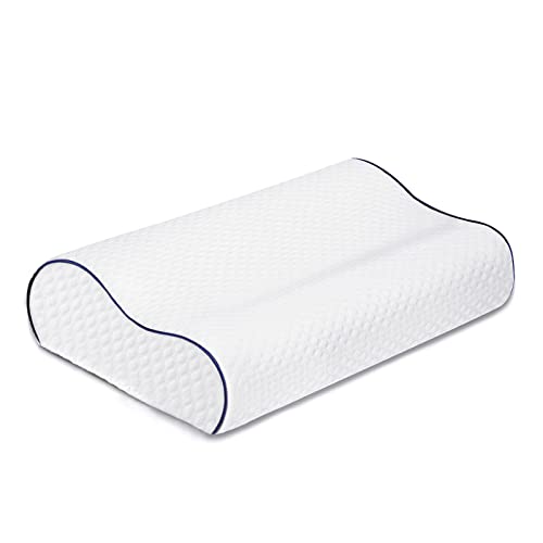 Findigit Almohada Espuma de Memoria, Almohada Viscoelastica, Almohada de Altura Seleccionable, Almohada Cervical, Almohada Ortopédica para Cama, Funda Extraíble y Lavable (Armada)