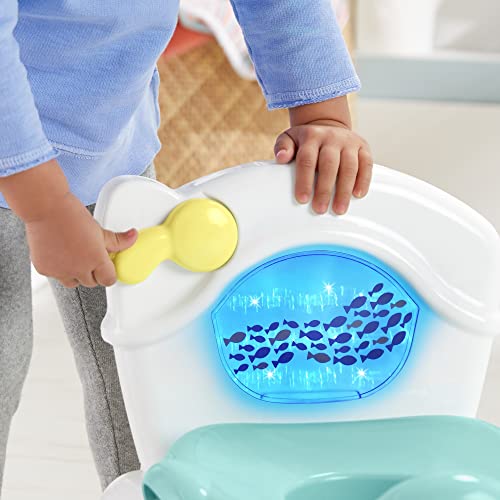 Fisher-Price Orinal océano aprende a ir al baño, para bebés y niños, con sonidos y luces (Mattel GWD37)