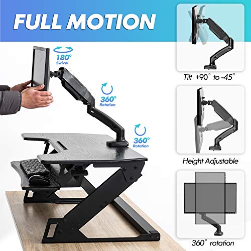 FITUEYES Brazo Monitor Ergonómico Soporte Monitor VESA 75mm y 100mm BMA1201MW