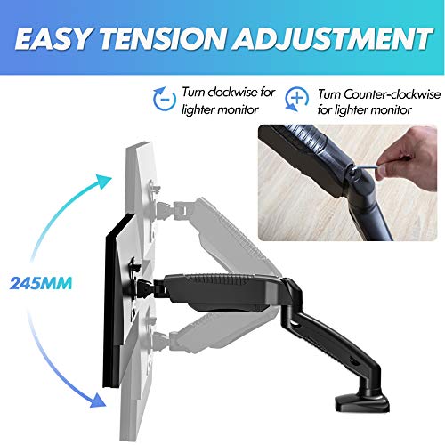 FITUEYES Brazo Monitor Ergonómico Soporte Monitor VESA 75mm y 100mm BMA1201MW