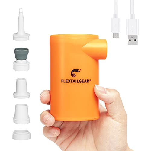 FLEXTAILGEAR EVO Bomba de Aire Eléctrica con Batería Recargable de 3800mAh Mini Bomba de Aire Portátil para Colchones de 4.5 KPa de Alta Presión para Barcos, Piscinas, Colchones de Cama, Inflador