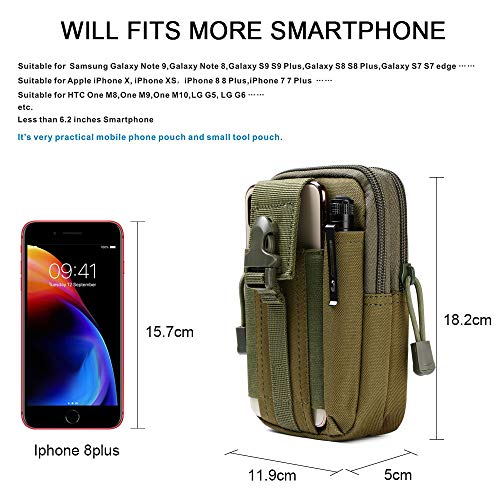 flintronic Bolsa Cintura Táctica, Bolso Cinturón Táctica Militar Compacta 1000D Nylon para Herramientas Pequeñas de Multiusos Teléfono Móvil al Aire Libre Deportes Senderismo y Camping, con Mosquetón