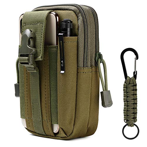 flintronic Bolsa Cintura Táctica, Bolso Cinturón Táctica Militar Compacta 1000D Nylon para Herramientas Pequeñas de Multiusos Teléfono Móvil al Aire Libre Deportes Senderismo y Camping, con Mosquetón