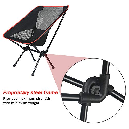 Flintronic Silla de Camping Portátil, de 100Kg/220Lb Silla Plegable Ultraligera compacta, Silla de Mochila de Camping, Ideal para Excursión, Senderismo, Picnic, Pesca, Playa, Jardín