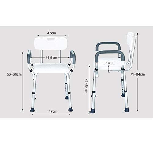 F.L.S Taburetes Y Asientos De Ducha Y Baño Taburete De Ducha, Mujer Embarazada Silla De Ducha Antideslizante, Mayor Silla De Baño con Reposabrazos Y Respaldo, 6 Altura Ajustable