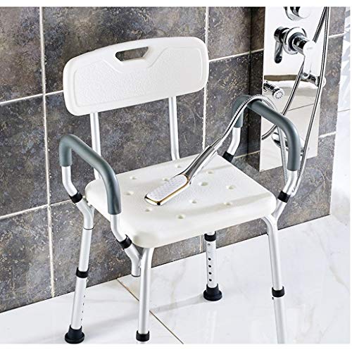 F.L.S Taburetes Y Asientos De Ducha Y Baño Taburete De Ducha, Mujer Embarazada Silla De Ducha Antideslizante, Mayor Silla De Baño con Reposabrazos Y Respaldo, 6 Altura Ajustable