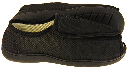 Footwear Studio Hombre Negro Malla Ajustable De Velcro Zapatillas Ortopédica EU 39-40