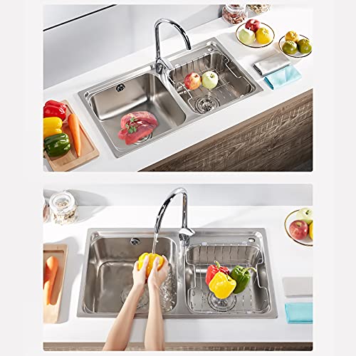 Fregadero de Cocina Fregadero de cocina de doble tazón, lavamanos de acero inoxidable de acero inoxidable con accesorios de 8.5 pulgadas de profundidad (30 * 17 pulgadas), para granja en casa Fregader